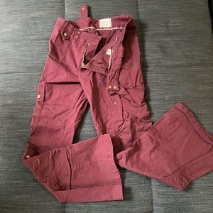 BDG maroon/purple cargo flare pants